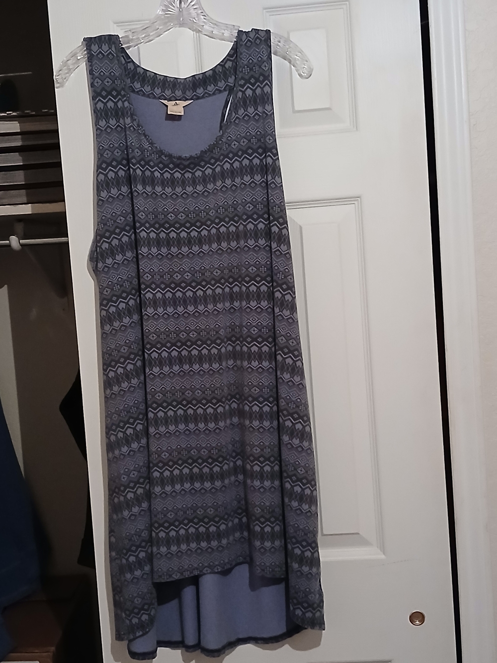 Ascend Gray-Blue Patterned Sleeveless Dress
